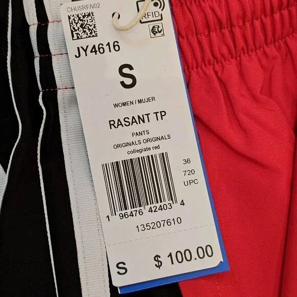 Adidas Rasant Cut Line Collegiate Red Track Pants JY4616 - Women's Size S - Picture 7 of 7